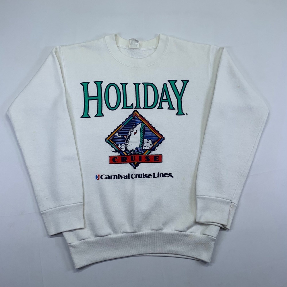 Vintage 90s Carnival‎ Cruise Lines Holiday Sweatshirt White Small Small Souvenir